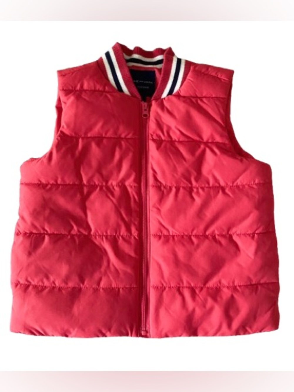 Jane And Jack Red Puffer Vest Quilted Striped Ribbed Collar Toddlers Boys 2T